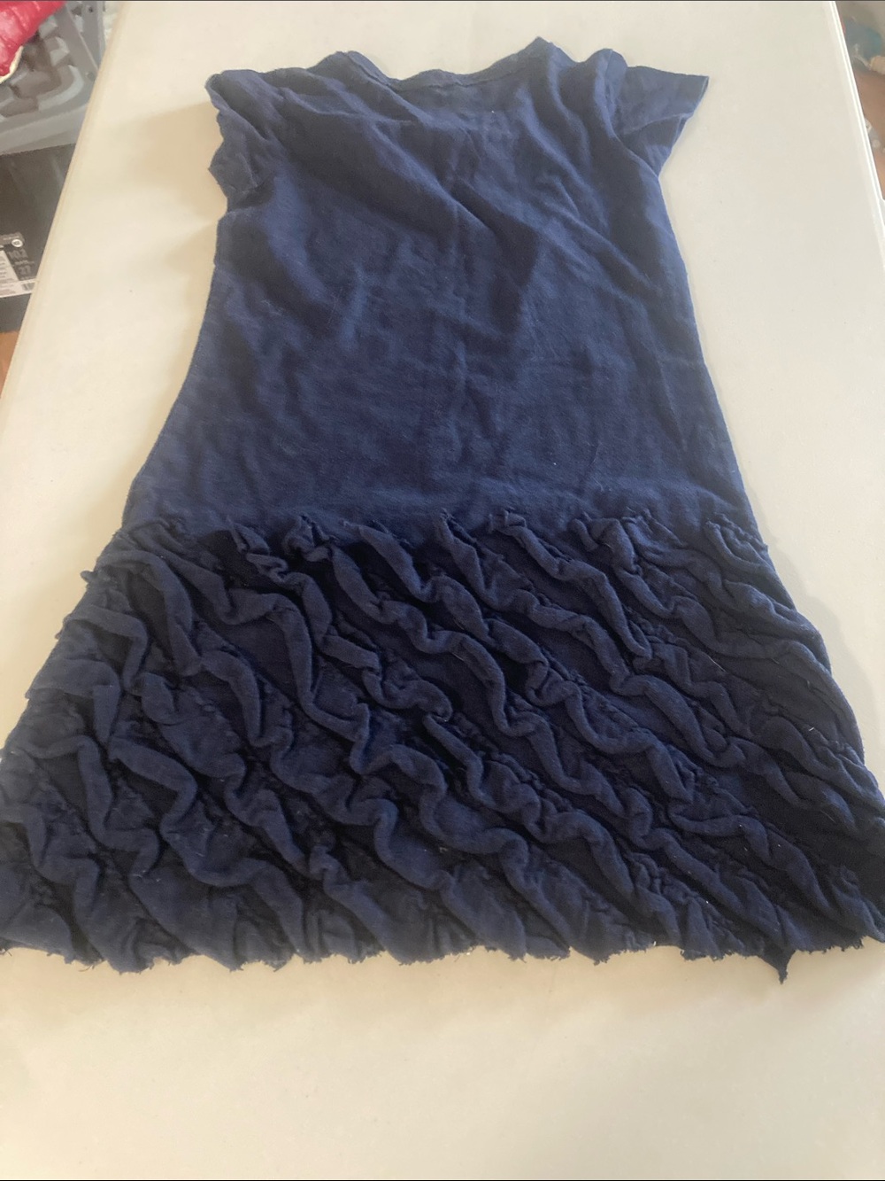 Crewcuts Navy Short Sleeve Dress with Ruffle Skirt - Picture 3 of 3